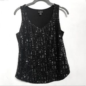 Worthington Black Sequin Sleeveless Dressy Tank